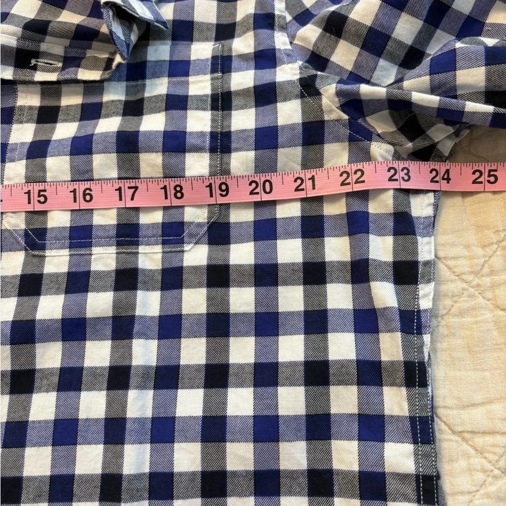 Banana Republic Grant Fit Luxe Flannel Shirt Men’s XL Blue White Checkered - Picture 6 of 8